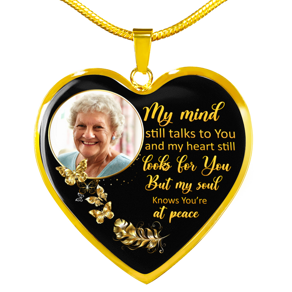 Golden Butterfly My Mind HNLVBC0025 Personalized Memorial Heart Pendant Necklace
