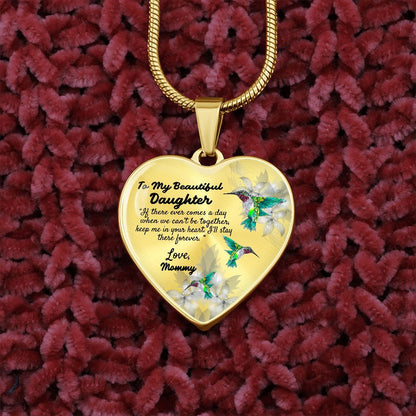 To My Beautiful Daughter Heart Necklace Birthday Gift, Christmas Gift From Mommy
