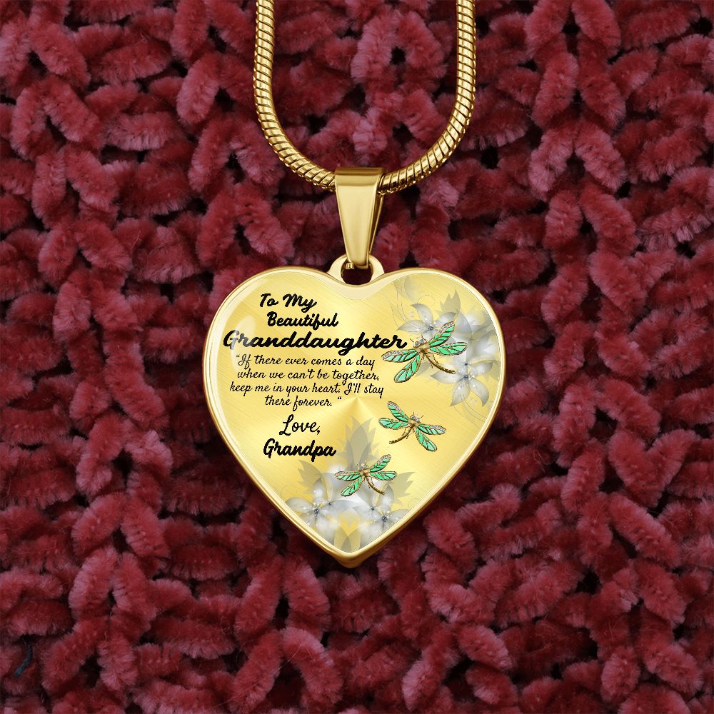 To My Granddaughter Heart Necklace Birthday Gift, Christmas Gift From Grandpa