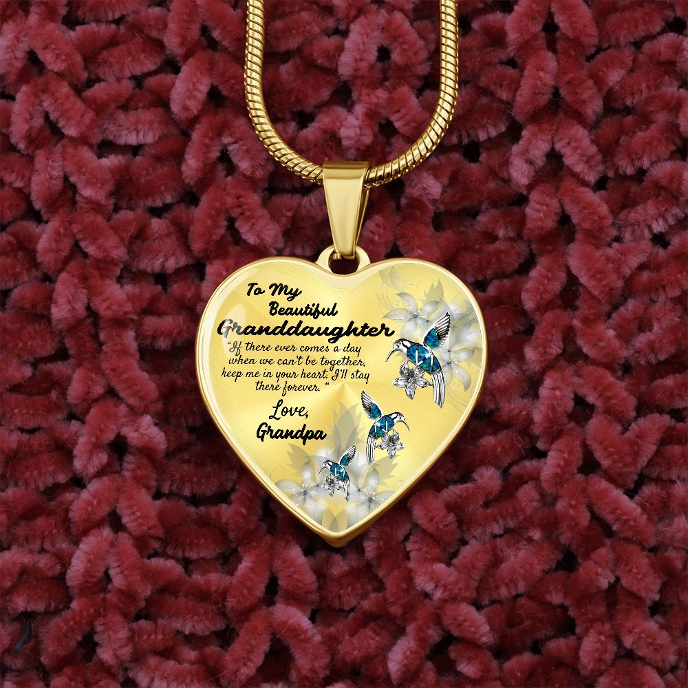 To My Beautiful Granddaughter Heart Necklace Birthday Gift, Christmas Gift From Grandpa