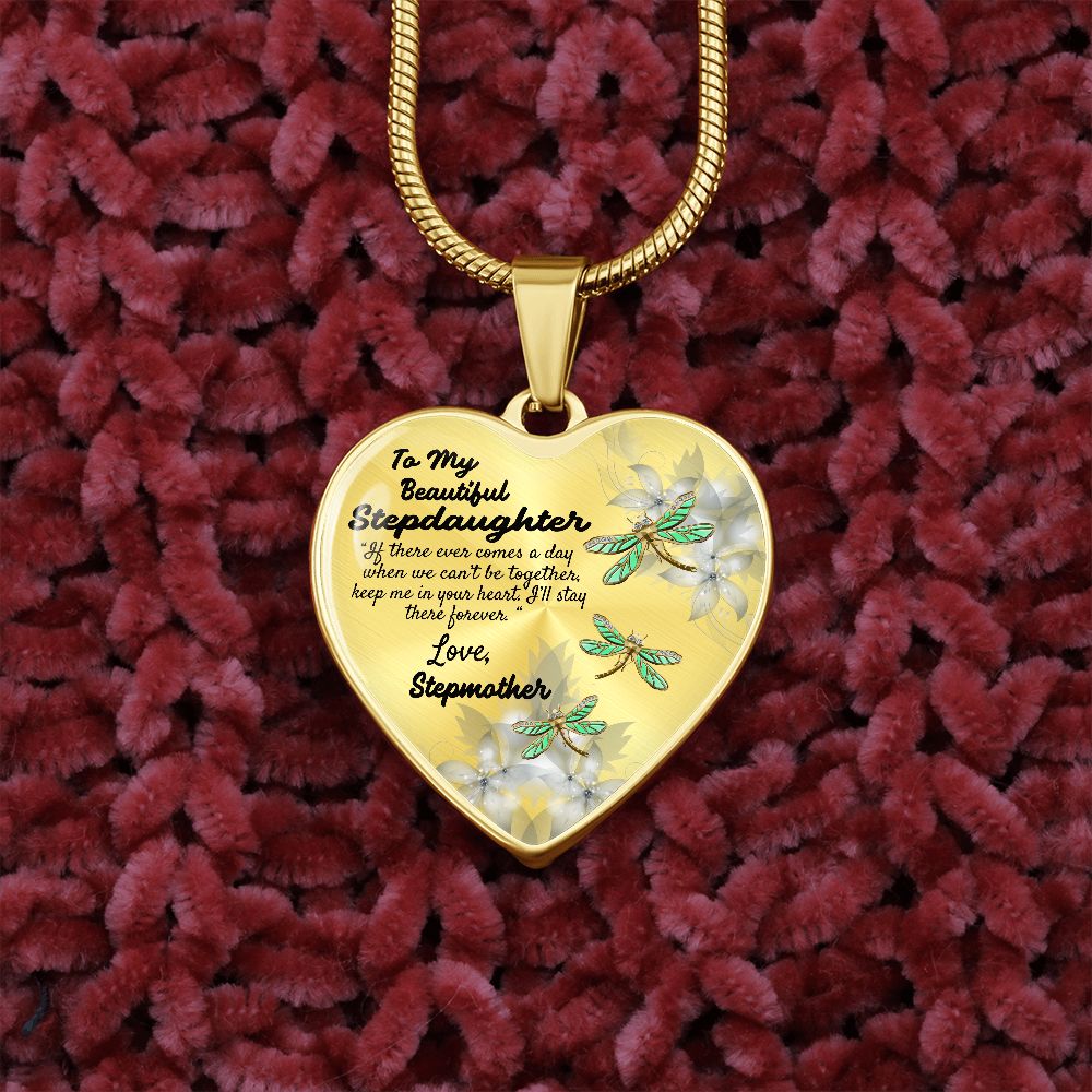 To My Beautiful Stepdaughter Heart Necklace Birthday Gift, Christmas Gift From Stepmother