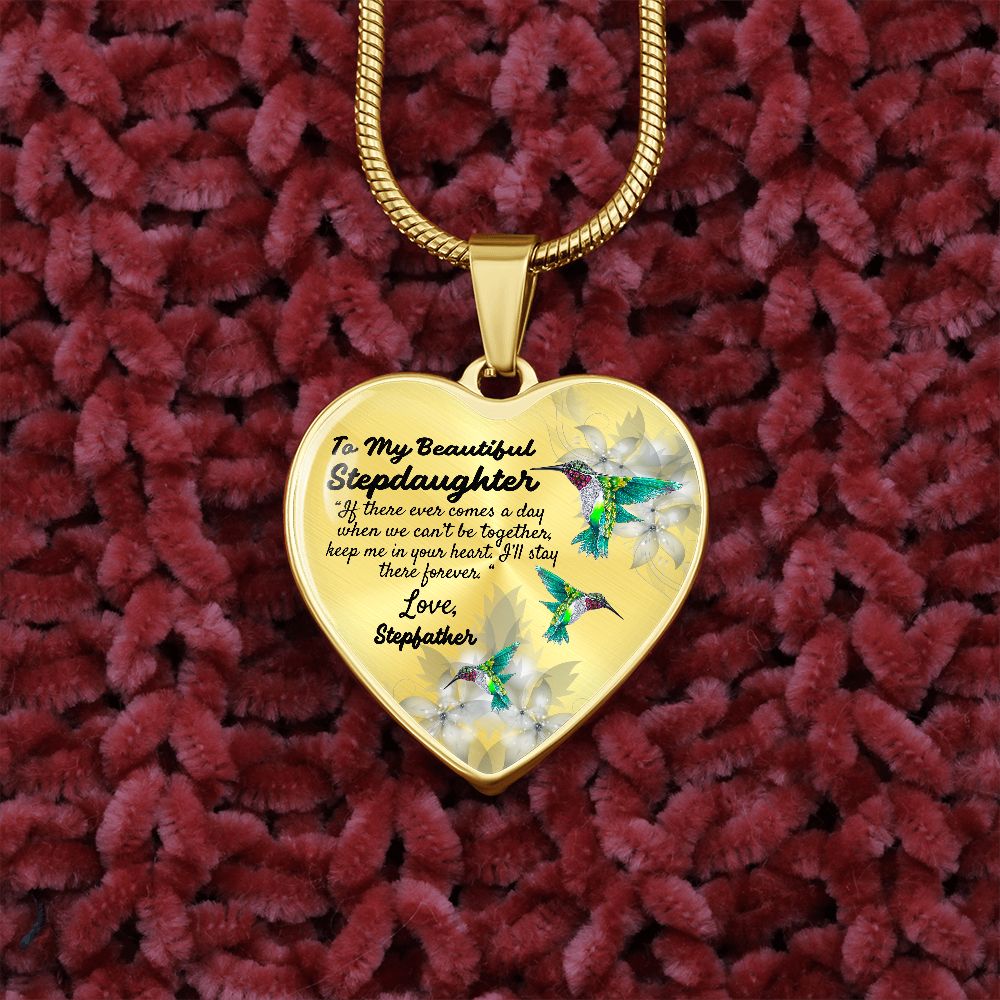 To My Beautiful Stepdaughter Heart Necklace Birthday Gift, Christmas Gift From Stepfather
