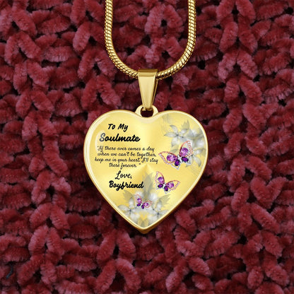 To My Soulmate Heart Necklace Christmas Gift, Birthday Gift From Boyfriend