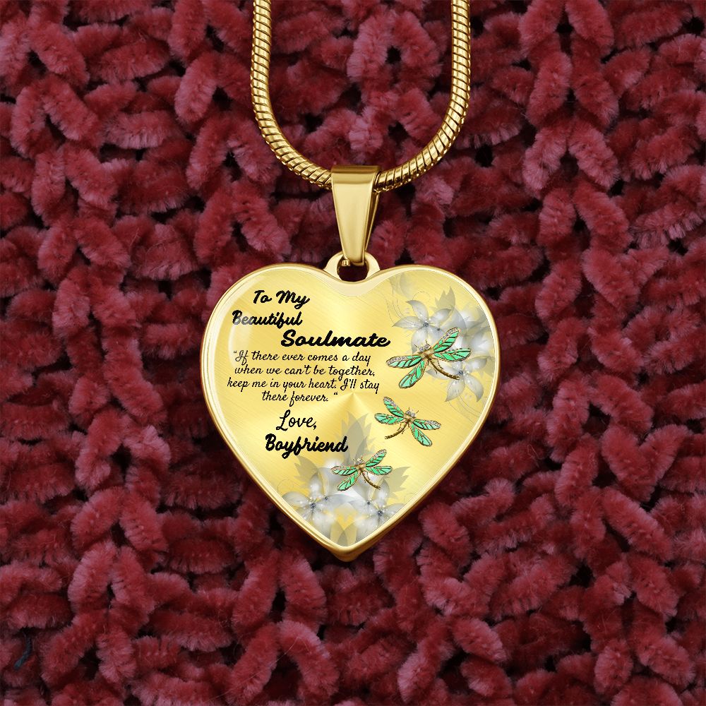 To My Beautiful Soulmate Heart Necklace Birthday Gift, Christmas Gift From Boyfriend