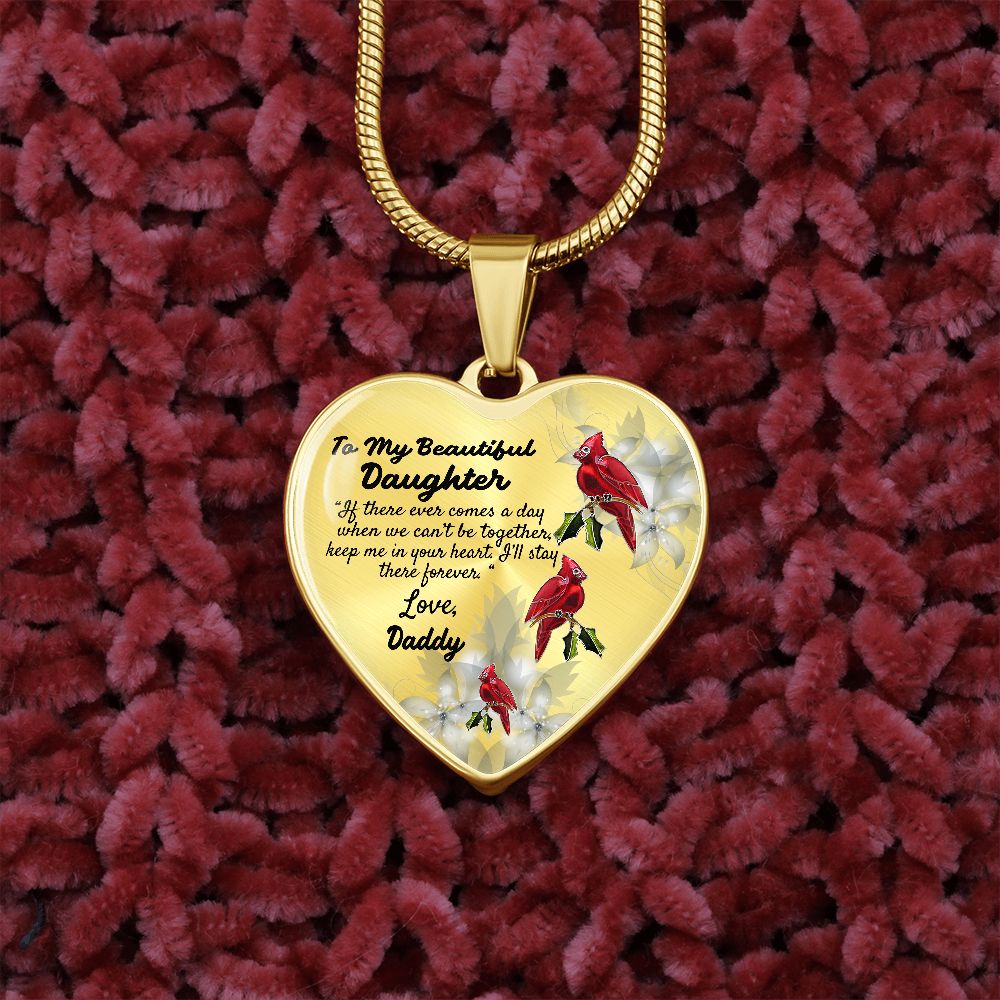To My Beautiful Daughter Heart Necklace Birthday Gift, Christmas Gift From Daddy