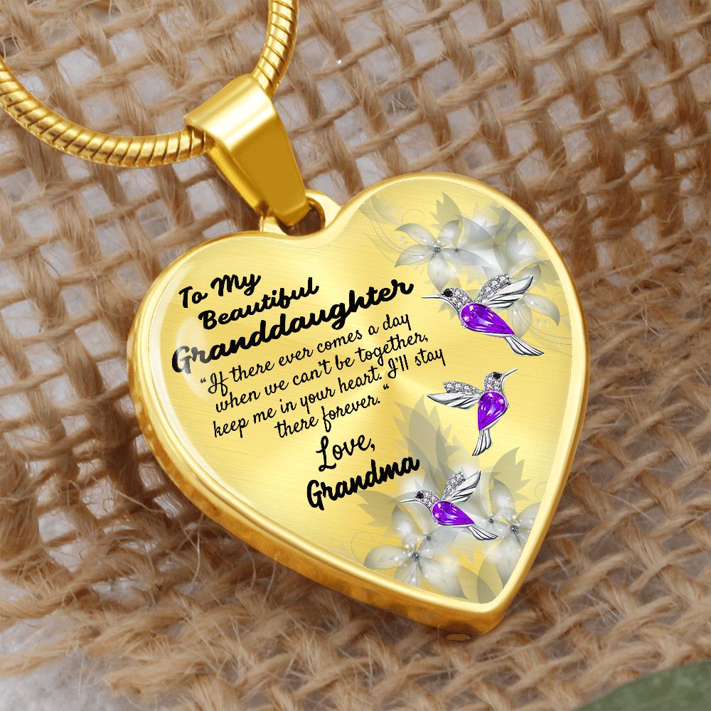 To My Beautiful Granddaughter Heart Necklace Birthday Gift, Christmas Gift From Grandma