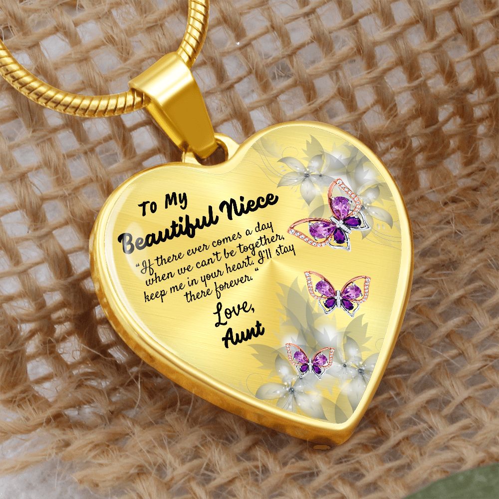 To My Beautiful Niece Heart Necklace Christmas Gift, Birthday Gift From Aunt