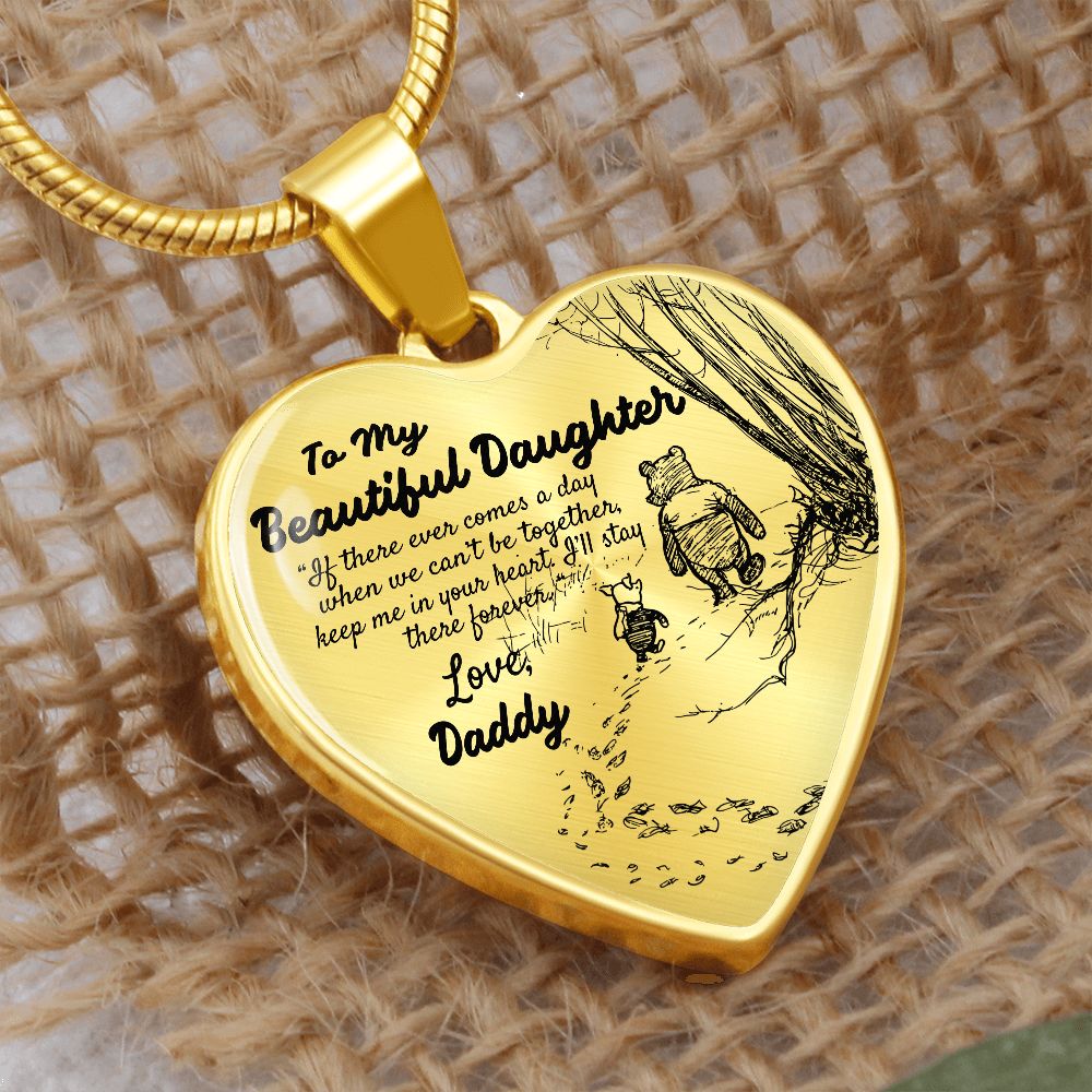 To My Beautiful Daughter Heart Necklace Birthday Gift, Christmas Gift From Daddy