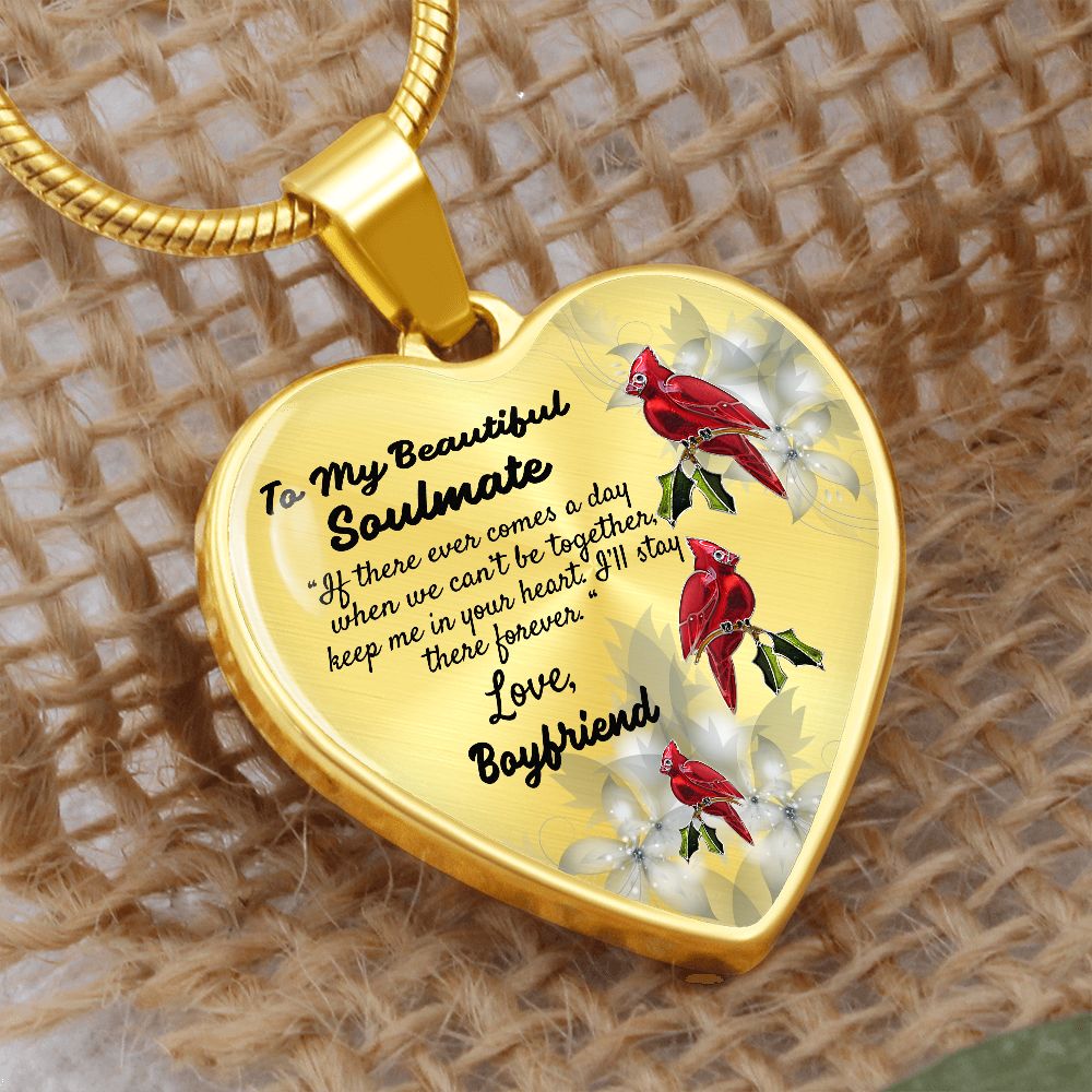To My Beautiful Soulmate Heart Necklace Birthday Gift, Christmas Gift From Boyfriend