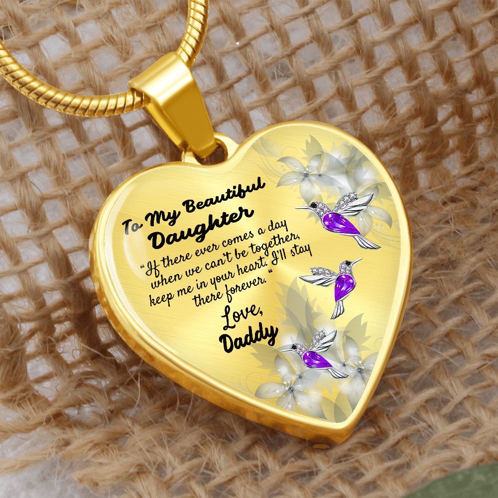 To My Beautiful Daughter Heart Necklace Birthday Gift, Christmas Gift From Daddy
