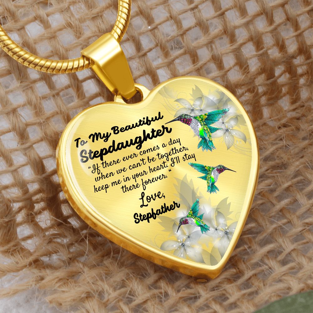 To My Beautiful Stepdaughter Heart Necklace Birthday Gift, Christmas Gift From Stepfather