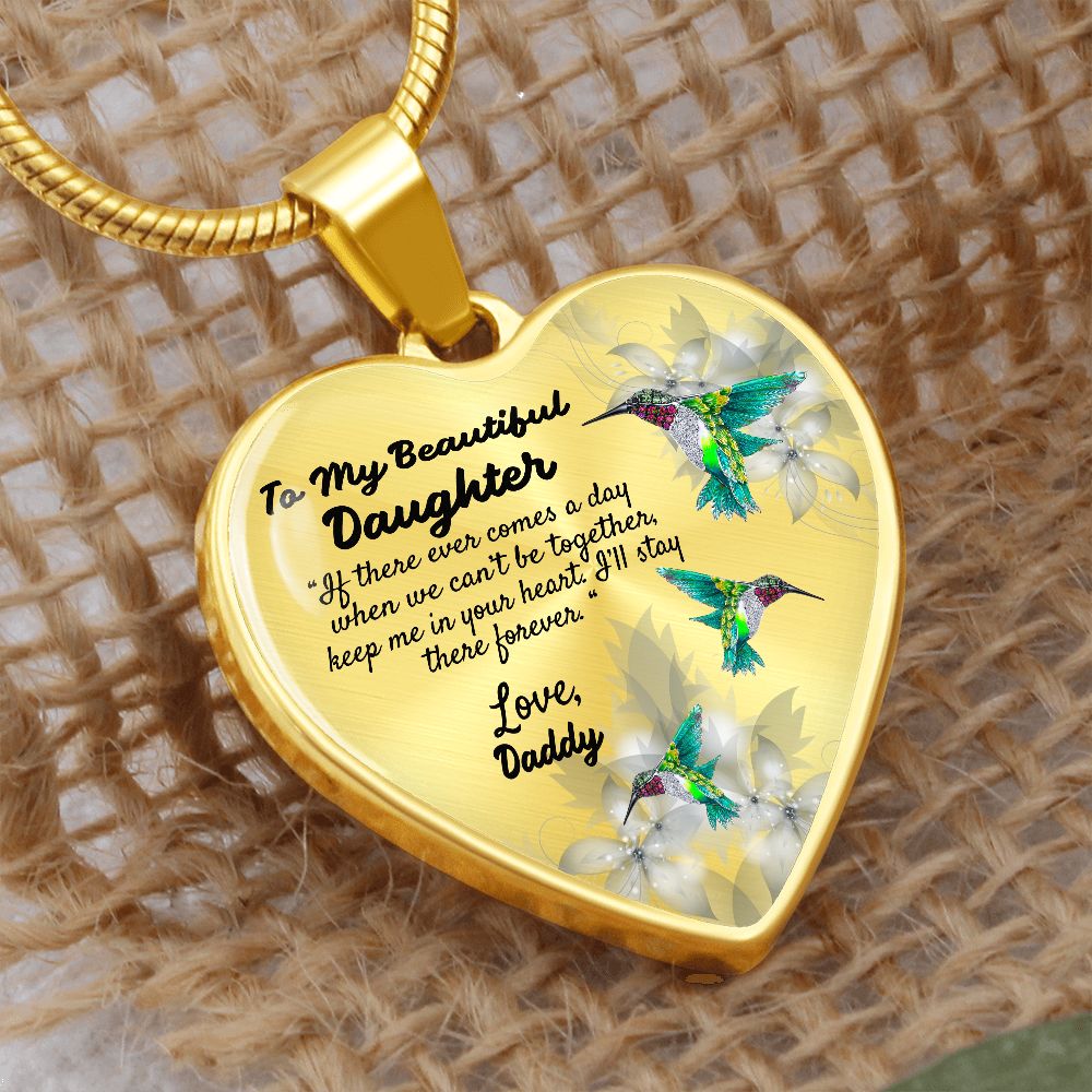 To My Beautiful Daughter Heart Necklace Birthday Gift, Christmas Gift From Daddy