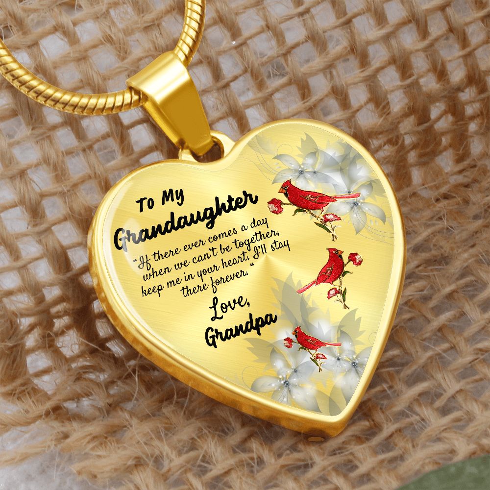 To My Granddaughter Heart Necklace Birthday Gift, Christmas Gift From Grandpa