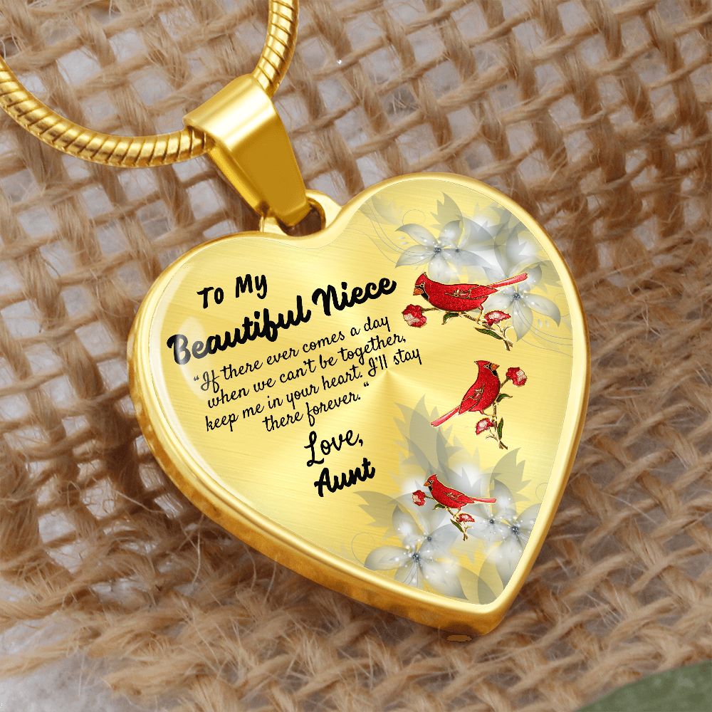 To My Beautiful Niece Heart Necklace Birthday Gift, Christmas Gift From Aunt