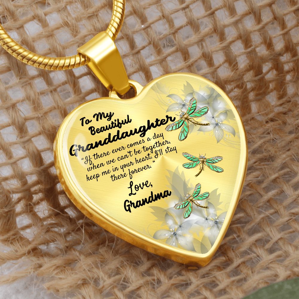 To My Granddaughter Heart Necklace Birthday Gift, Christmas Gift From Grandma