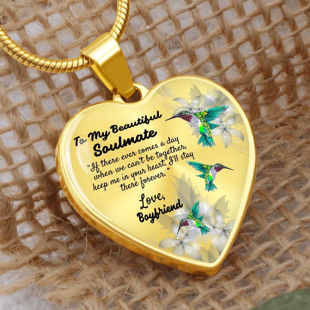 To My Beautiful Soulmate Heart Necklace Birthday Gift, Christmas Gift From Boyfriend