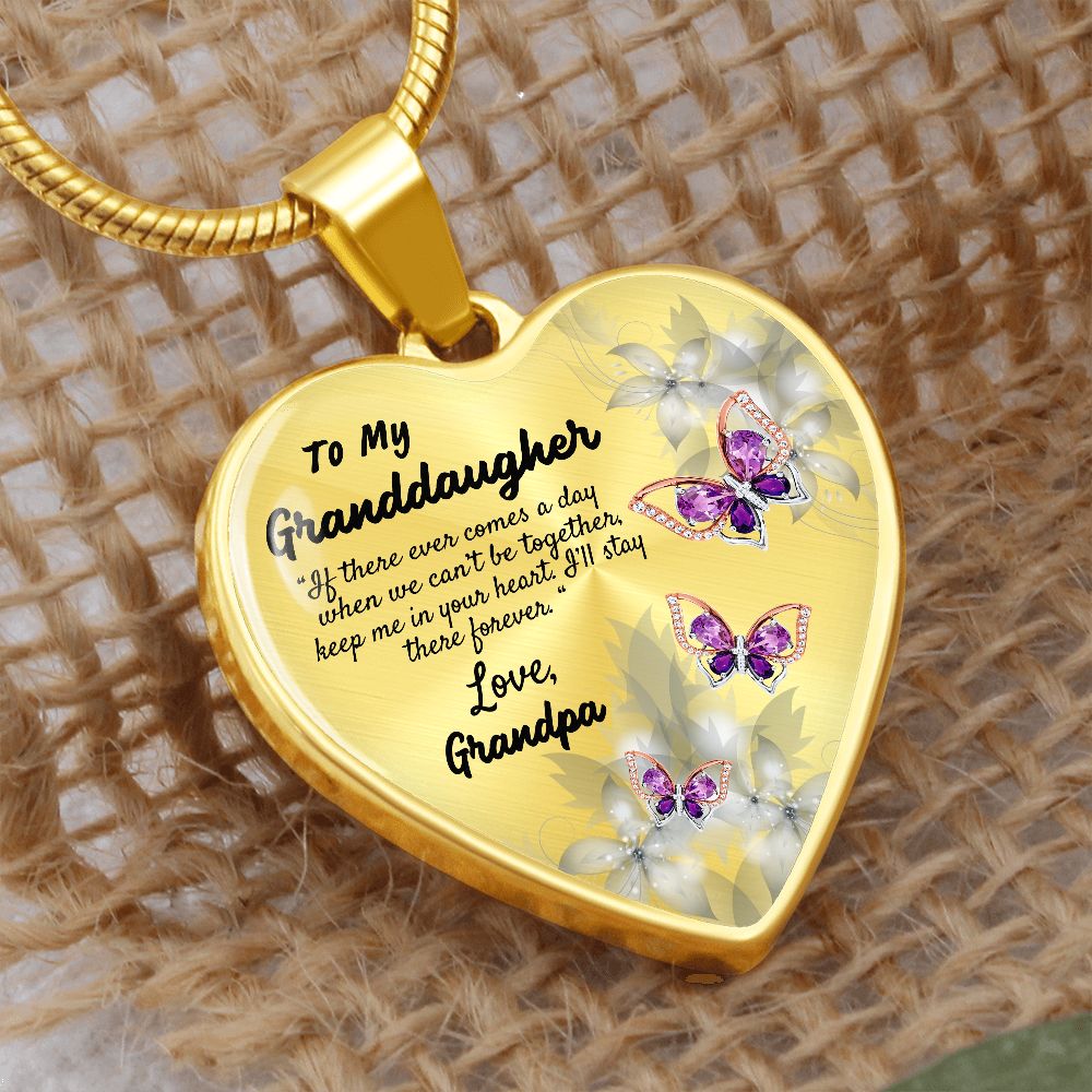 To My Granddaughter Heart Necklace Christmas Gift, Birthday Gift From Grandpa