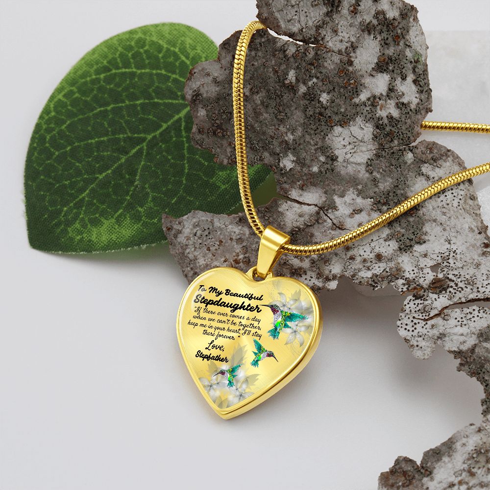 To My Beautiful Stepdaughter Heart Necklace Birthday Gift, Christmas Gift From Stepfather