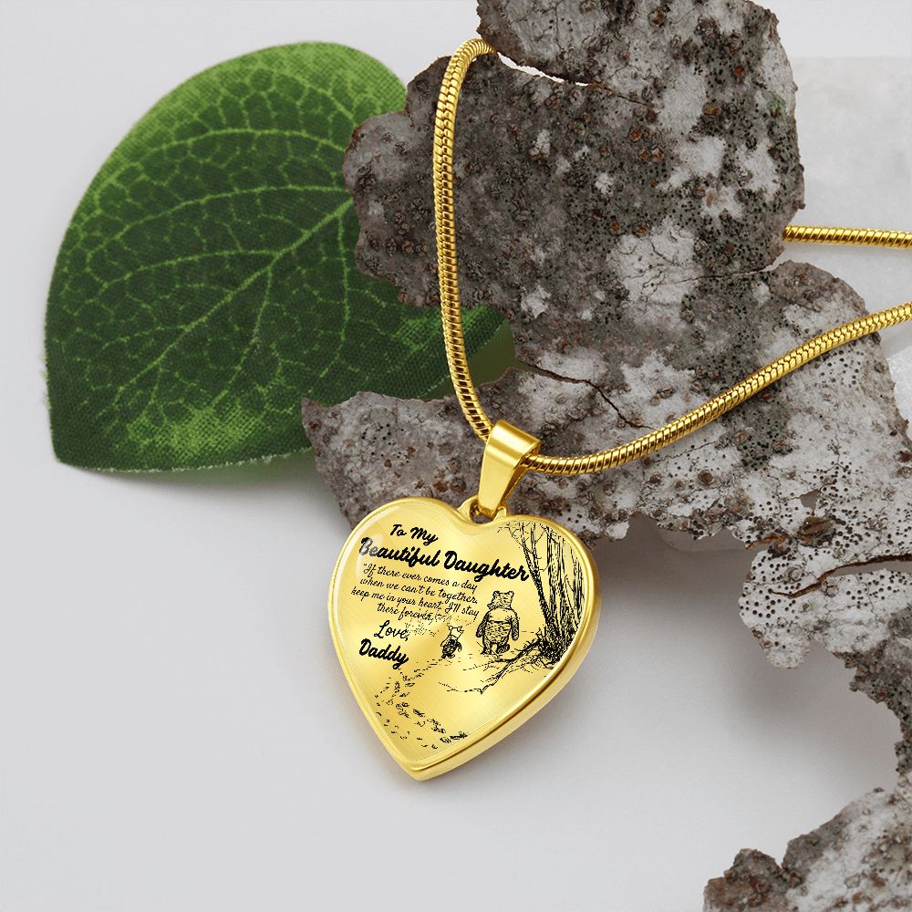 To My Beautiful Daughter Heart Necklace Birthday Gift, Christmas Gift From Daddy