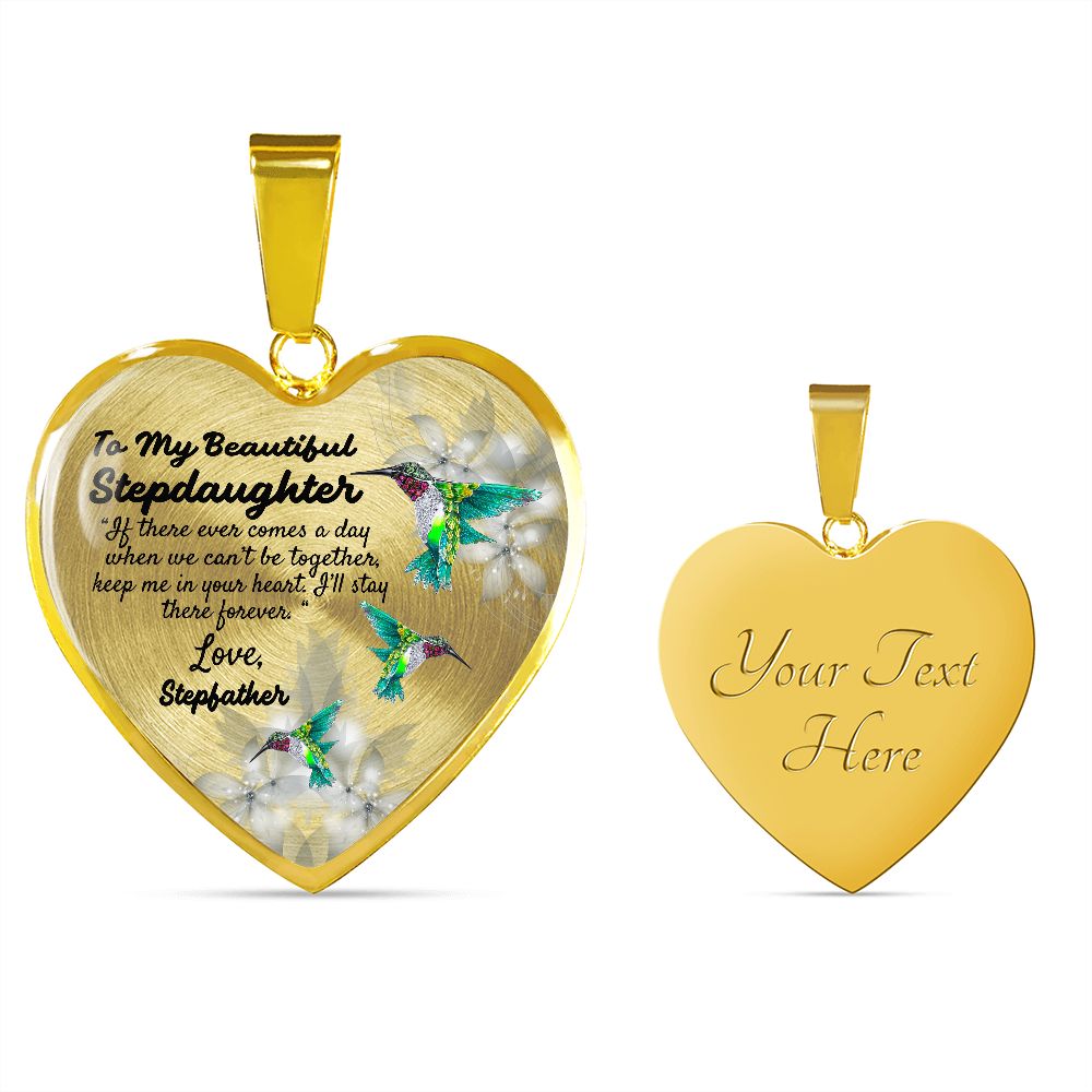To My Beautiful Stepdaughter Heart Necklace Birthday Gift, Christmas Gift From Stepfather