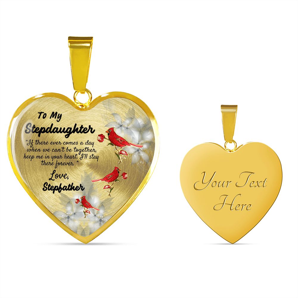 To My Stepdaughter Heart Necklace Birthday Gift, Christmas Gift From Stepfather