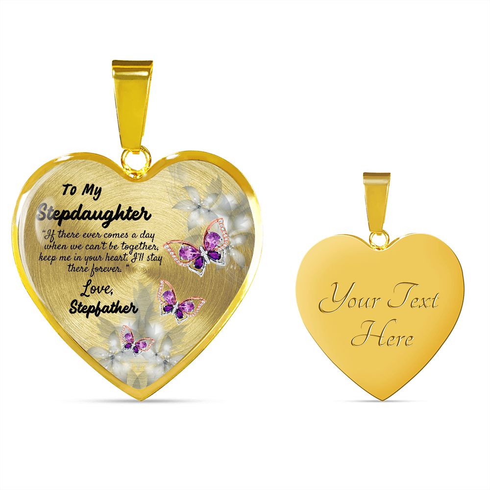 To My Stepdaughter Heart Necklace Christmas Gift, Birthday Gift From Stepfather