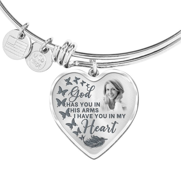 Butterfly God Has You Memorial Heart Pendant Bangle HNLVBC0011