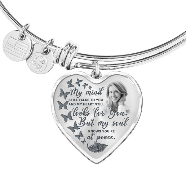 Butterfly My Mind Memorial Heart Pendant Bangle HNLVBC0011