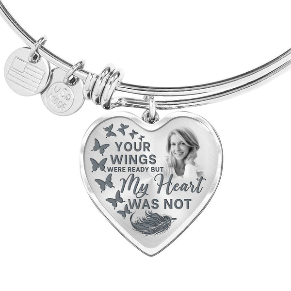 Butterfly Your Wings Were Ready Memorial Heart Pendant Bangle HNLVBC0011