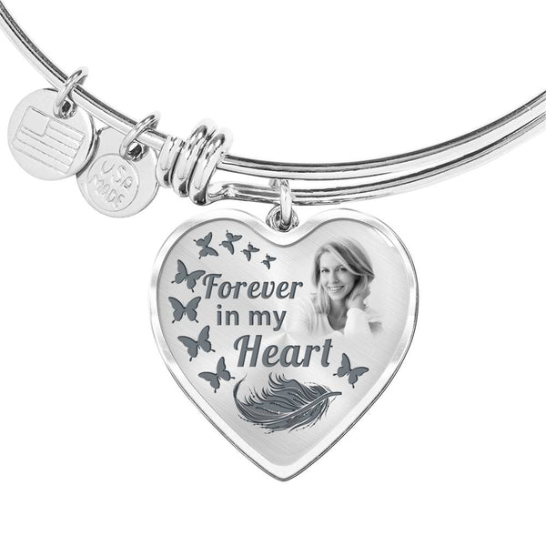 Butterfly Forever In My Heart Memorial Heart Pendant Bangle HNLVBC0011