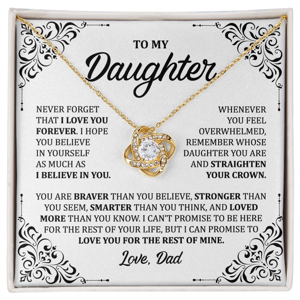 MC011 Daughter I Love You Forever Love Knot Necklace Gift From Dad
