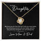 MC024 To Our Daughter We Love You Love Knot Necklace Gift From Mom and Dad