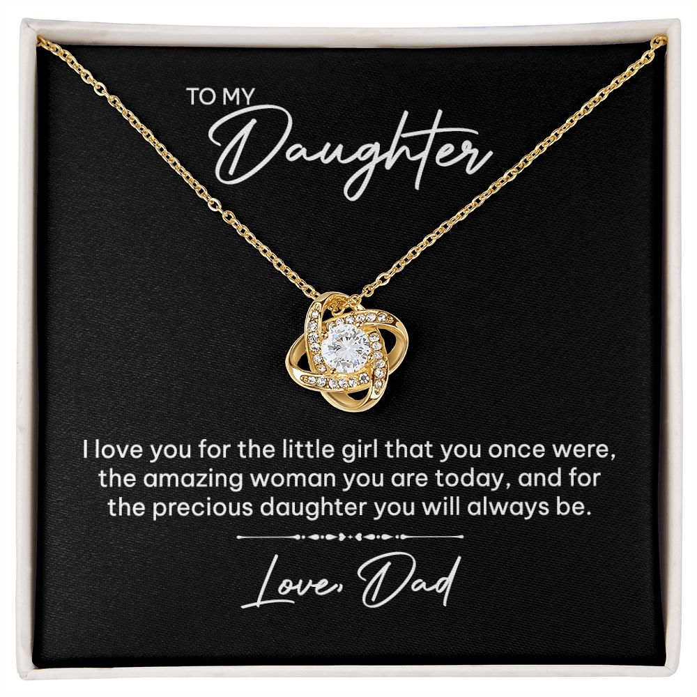 MC023 To My Daughter I Love You Love Knot Necklace Gift From Dad