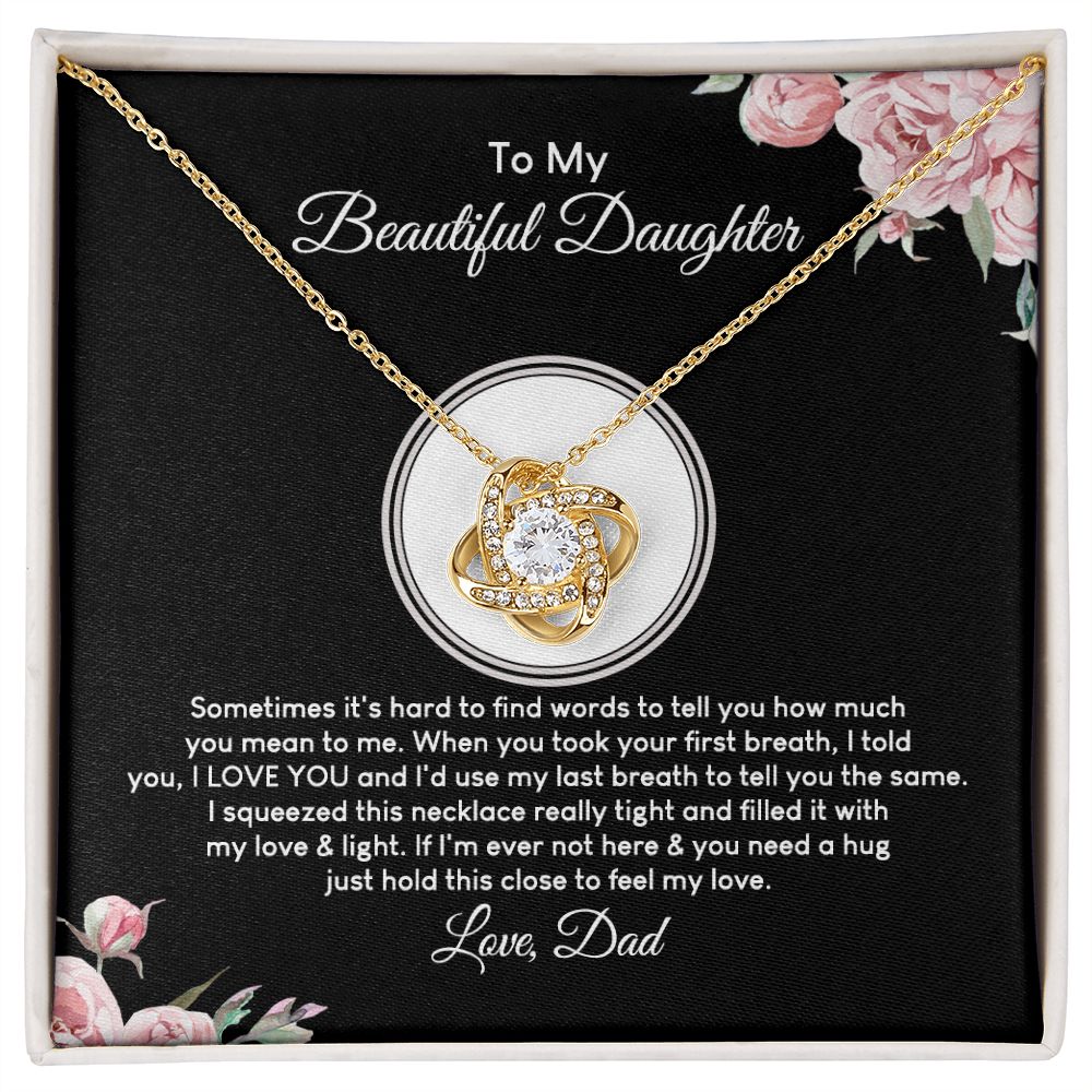 MC026 To My Beautiful Daughter I Love You Love Knot Necklace Gift From Dad