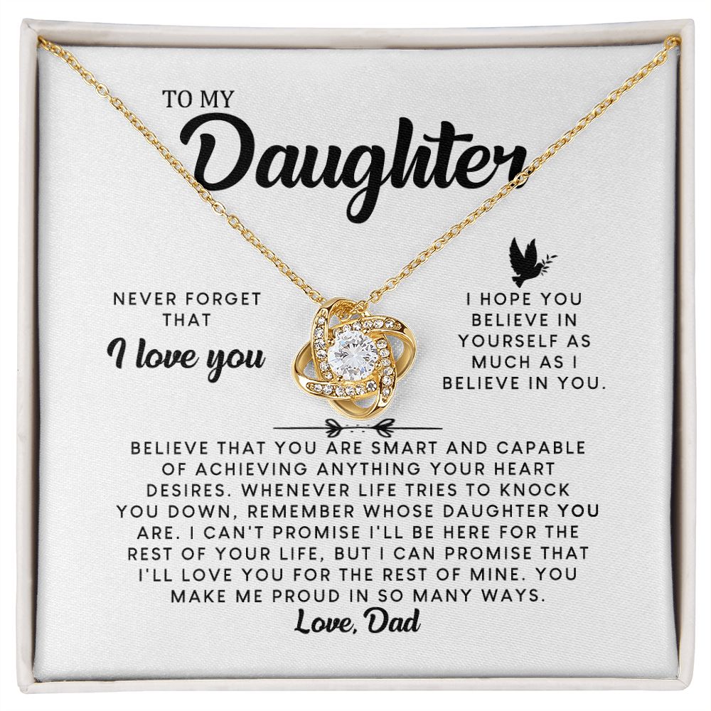MC006 Daughter Never Forget That I Love You Love Knot Necklace Gift From Dad