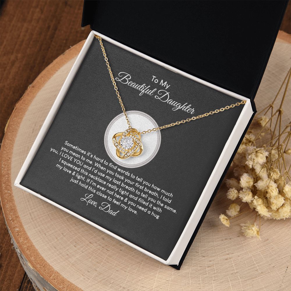 MC018 To My Beautiful Daughter I Love You Love Knot Necklace Gift From Dad