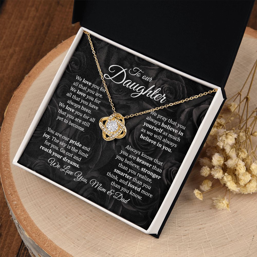 MC019 To Our Daughter We Love You Love Knot Necklace Gift