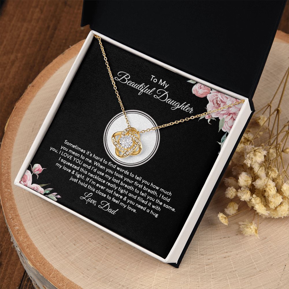 MC026 To My Beautiful Daughter I Love You Love Knot Necklace Gift From Dad