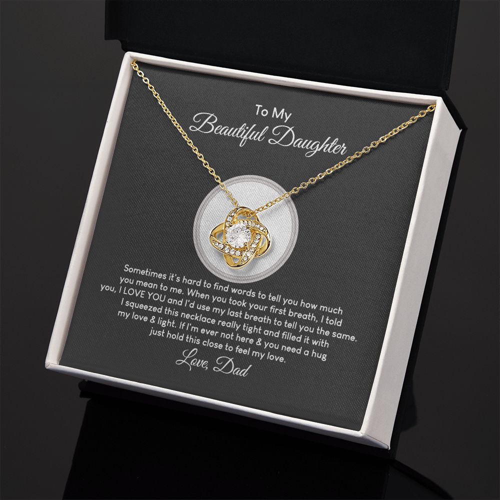 MC018 To My Beautiful Daughter I Love You Love Knot Necklace Gift From Dad