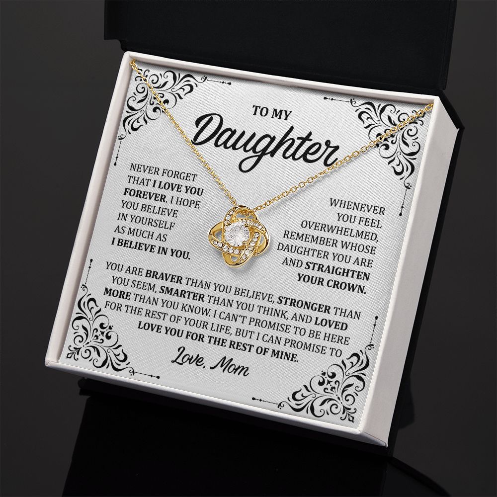 MC011 Daughter I Love You Forever Love Knot Necklace Gift From Mom
