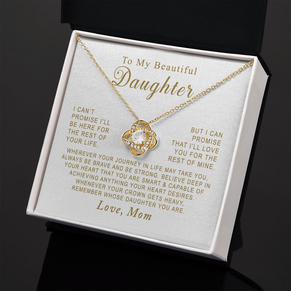 MC003 To My Beautiful Daughter Always Be Brave and Be Strong Love Knot Necklace Gift From Mom