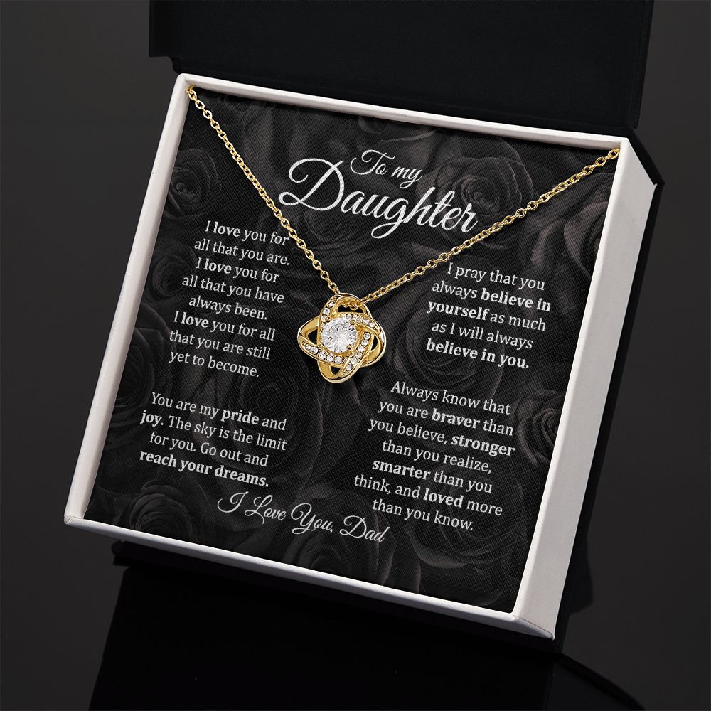 MC021 To My Daughter I Love You Love Knot Necklace Gift From Dad