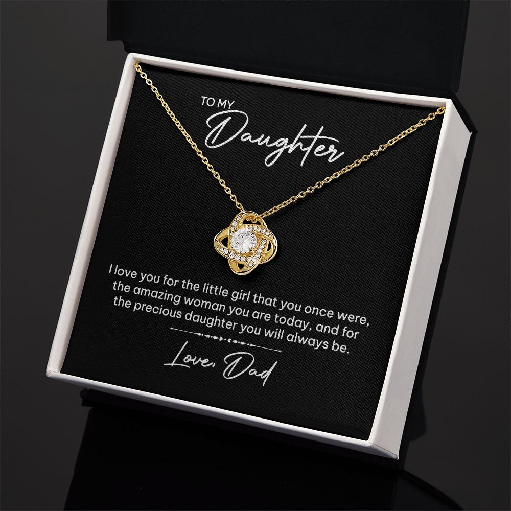MC023 To My Daughter I Love You Love Knot Necklace Gift From Dad