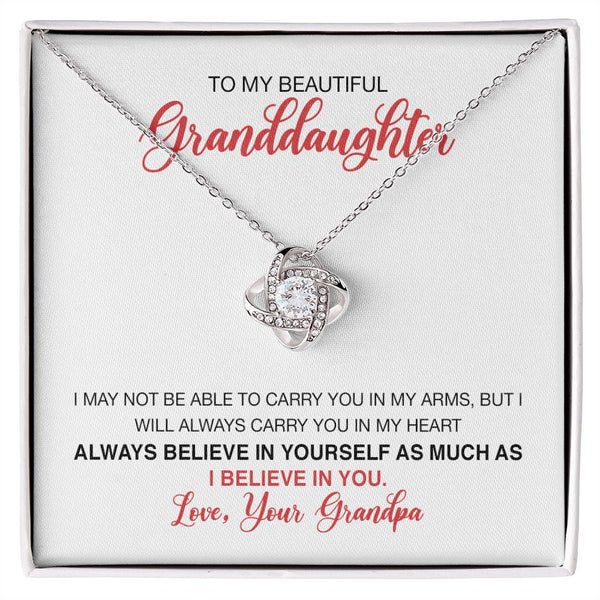 To My Beautiful Granddaughter Necklace Gift From Grandpa Love Knot Necklace