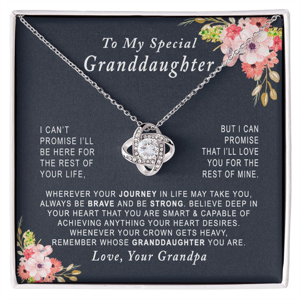 To My Special Granddaughter Love Knot Necklace Gift From Grandpa