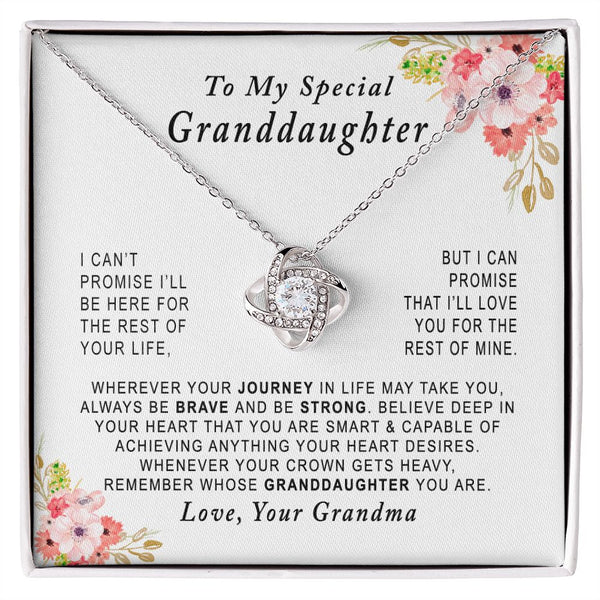 To My Special Granddaughter Love Knot Necklace Gift From Grandma