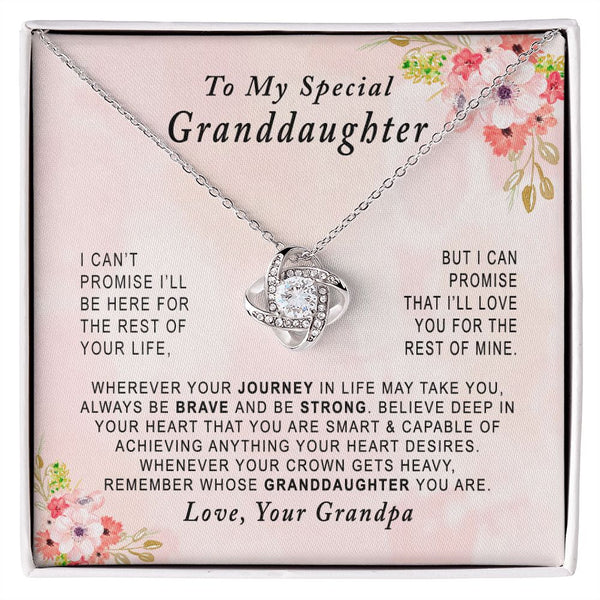 To My Special Granddaughter Love Knot Necklace Gift From Grandpa