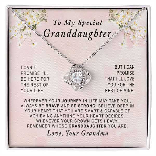 To My Special Granddaughter Love Knot Necklace Gift From Grandma