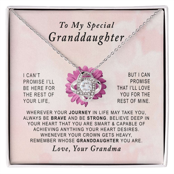 To My Special Granddaughter Love Knot Necklace Gift From Grandma