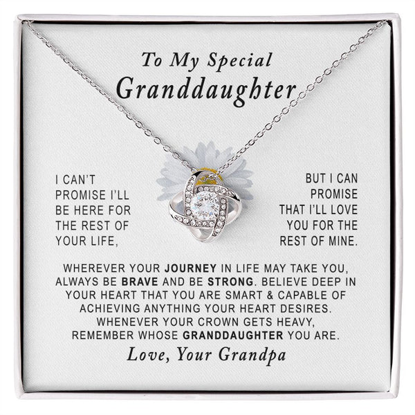 To My Special Granddaughter Love Knot Necklace Gift From Grandpa